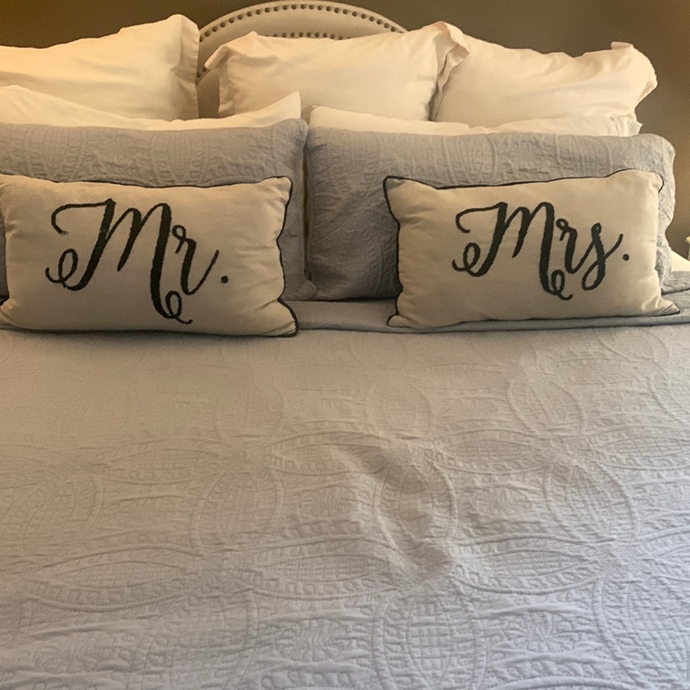 Mr. and Mrs. Pillows (shown in front of king size pillows)